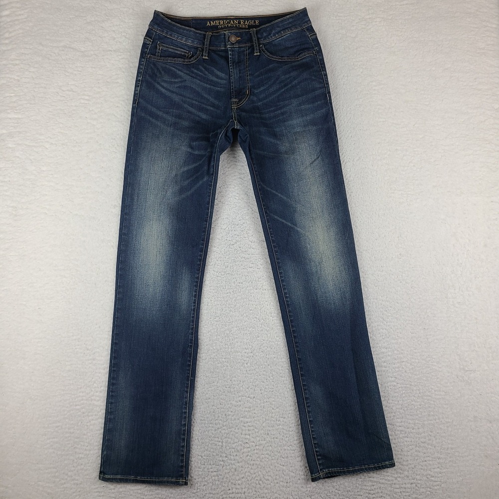 American Eagle Jeans Mens 30x34 Blue Original Straight Extreme‎ Flex Dark Wash